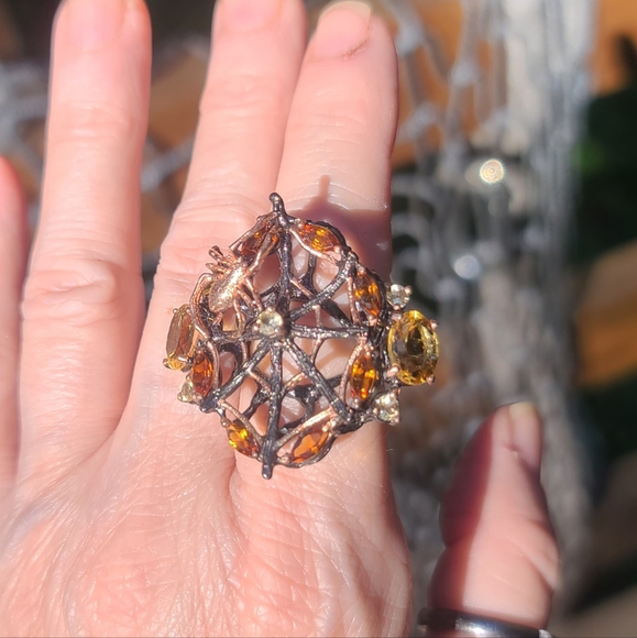Citrine sterling Rosegold Spiderweb 🕸 ring sz8 - Picture 9 of 13